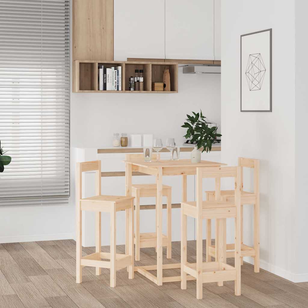 5 Piece Bar Set Solid Wood Pine
