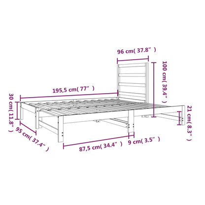 Pull-out Day Bed without Mattress White 2x(90x190) cm