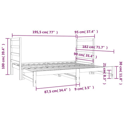 Pull-out Day Bed without Mattress White 2x(90x190) cm
