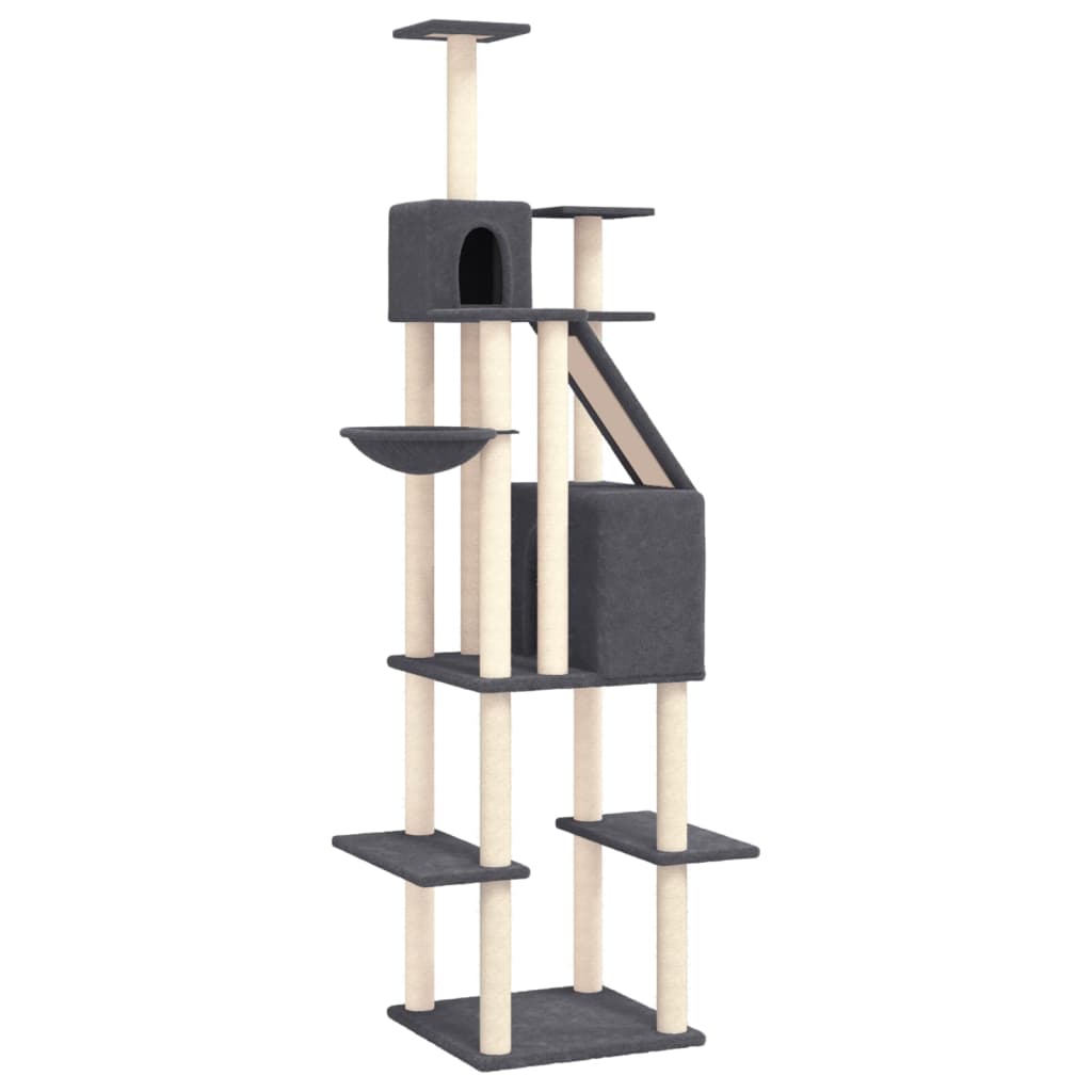 Cat Tree with Sisal Scratching Posts Dark Grey 201 cm