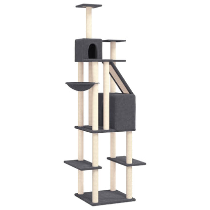 Cat Tree with Sisal Scratching Posts Dark Grey 201 cm