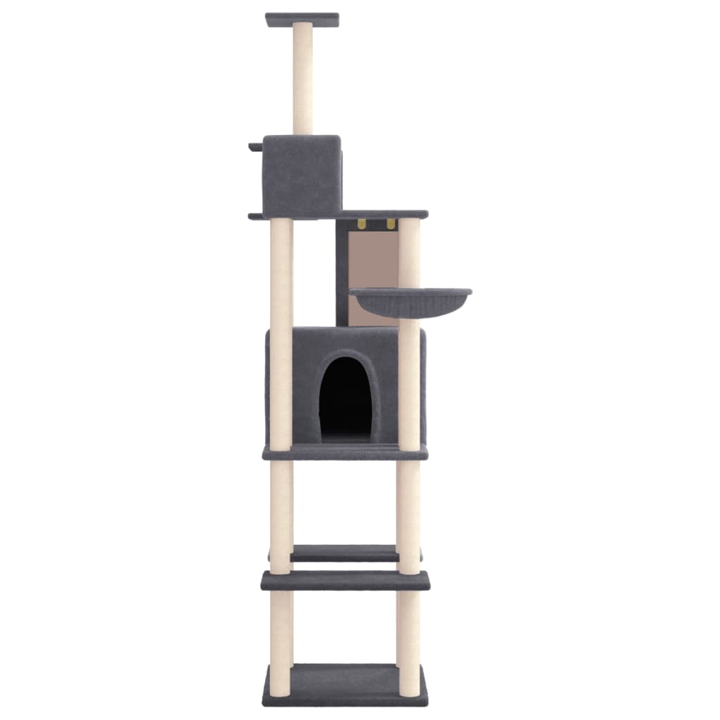 Cat Tree with Sisal Scratching Posts Dark Grey 201 cm