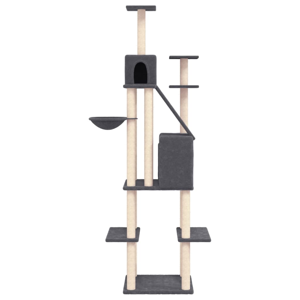 Cat Tree with Sisal Scratching Posts Dark Grey 201 cm