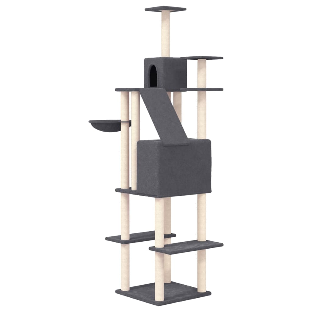 Cat Tree with Sisal Scratching Posts Dark Grey 201 cm