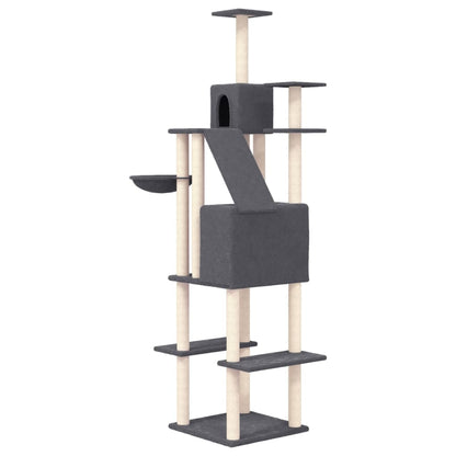 Cat Tree with Sisal Scratching Posts Dark Grey 201 cm