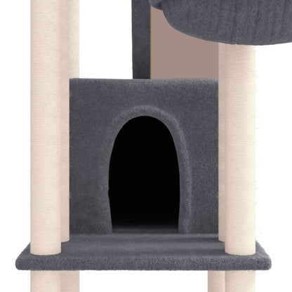 Cat Tree with Sisal Scratching Posts Dark Grey 201 cm