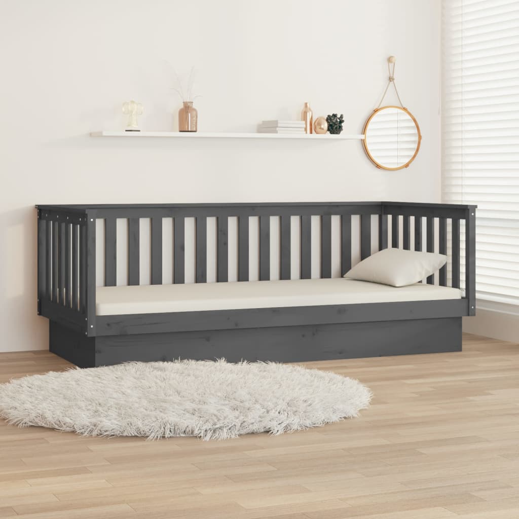 Day Bed without Mattress Grey 80x200 cm Solid Wood Pine
