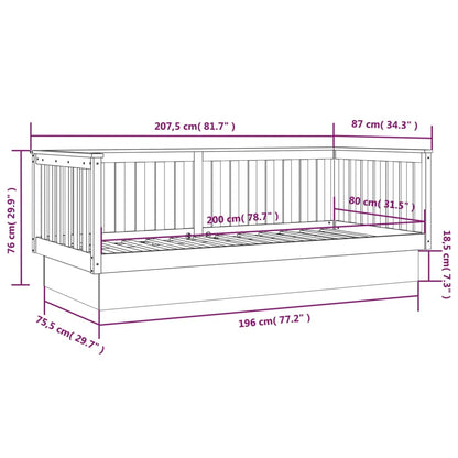 Day Bed without Mattress Grey 80x200 cm Solid Wood Pine