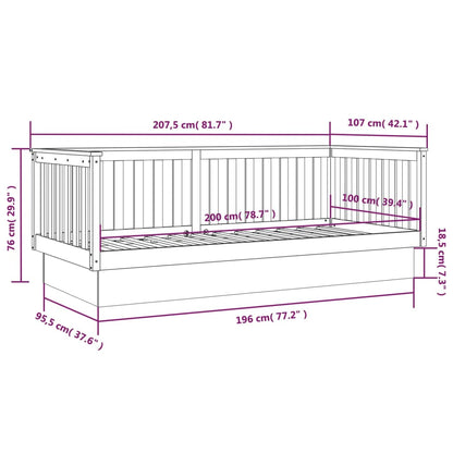Day Bed without Mattress Honey Brown 100x200 cm Solid Wood Pine