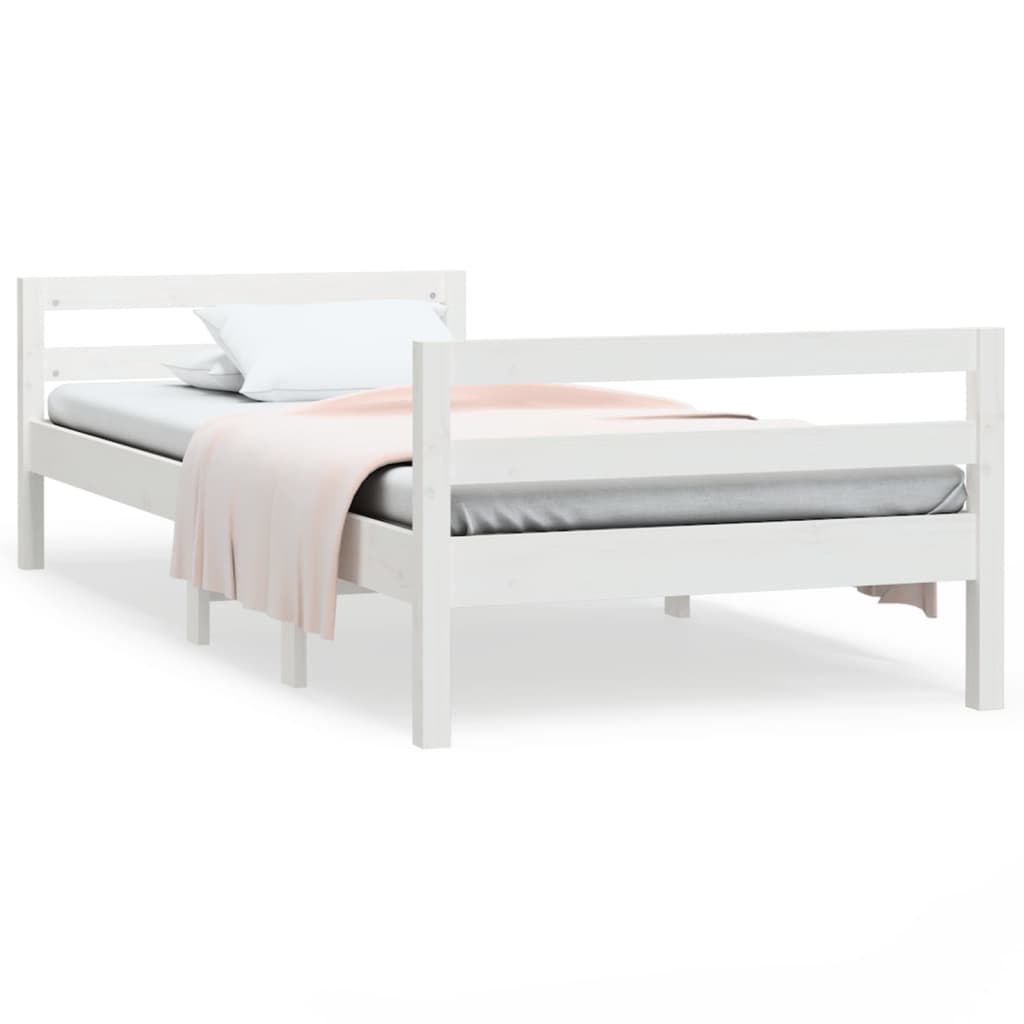 Bed Frame without Mattress White 90x200 cm Solid Wood Pine