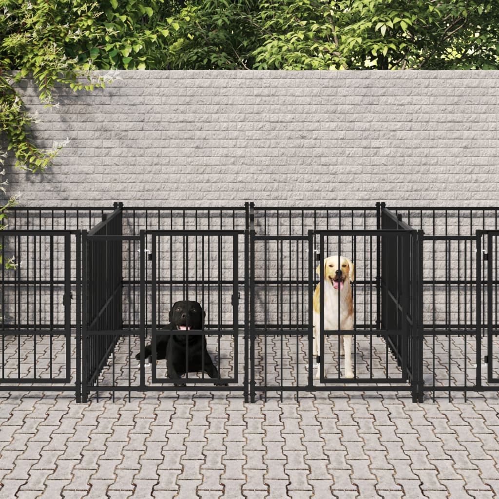 Outdoor Dog Kennel Steel 9.38 m²