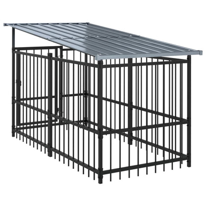 Outdoor Dog Kennel with Roof Steel 1.88 m²