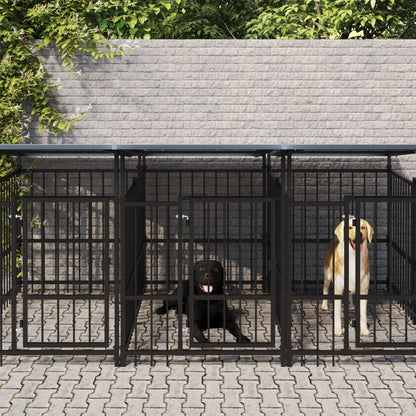 Outdoor Dog Kennel with Roof Steel 9.38 m²