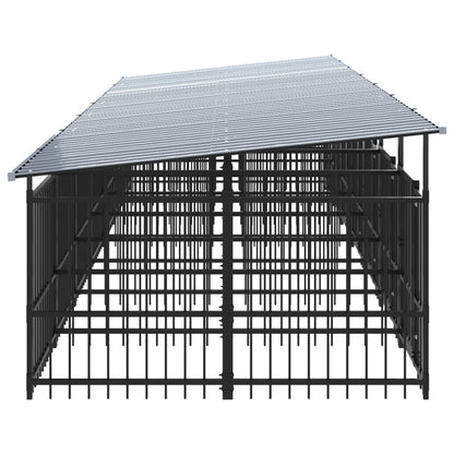 Outdoor Dog Kennel with Roof Steel 13.14 m²