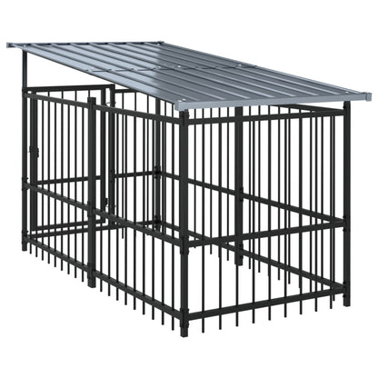 Outdoor Dog Kennel with Roof Steel 18.77 m²