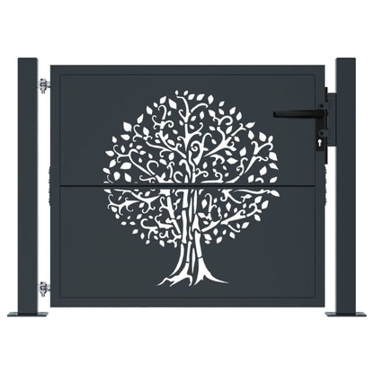 Garden Gate Anthracite 100x75 cm Steel Tree Design