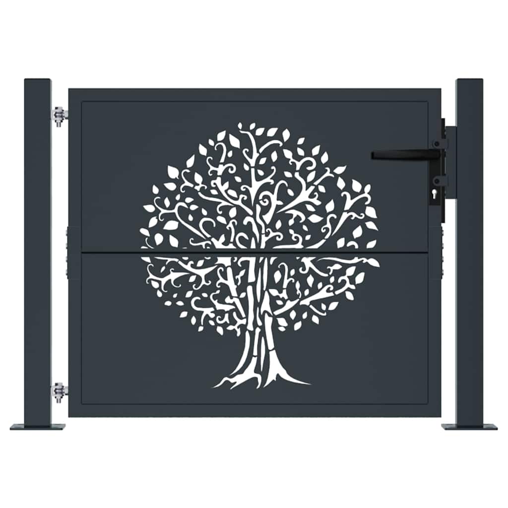 Garden Gate Anthracite 100x75 cm Steel Tree Design
