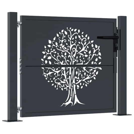 Garden Gate Anthracite 100x100 cm Steel Tree Design