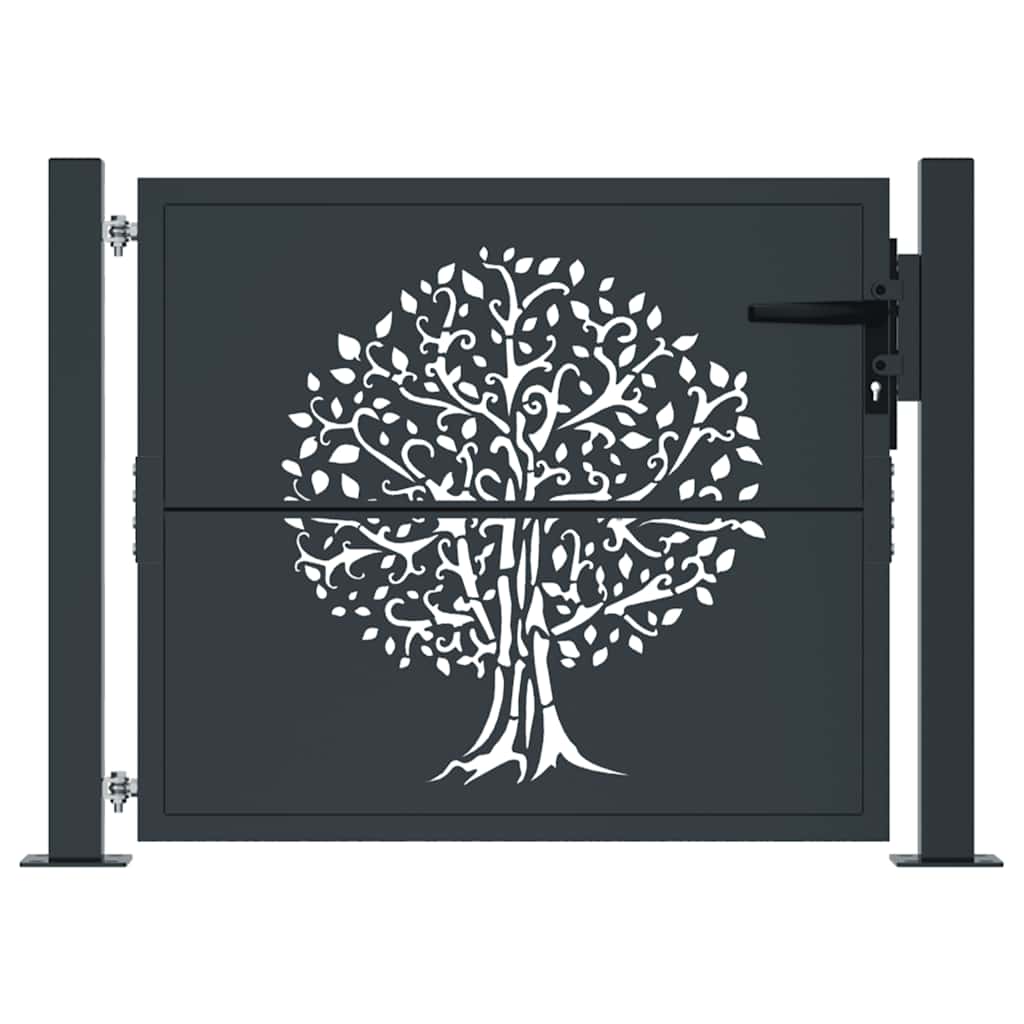 Garden Gate Anthracite 100x100 cm Steel Tree Design