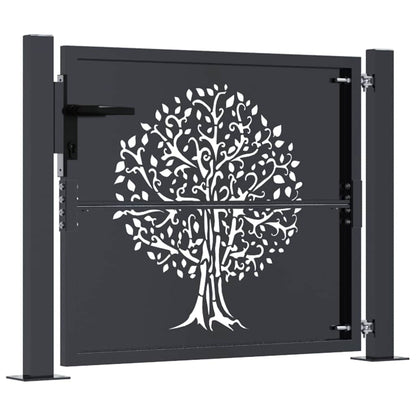Garden Gate Anthracite 100x100 cm Steel Tree Design