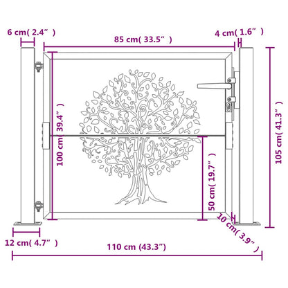 Garden Gate Anthracite 100x100 cm Steel Tree Design