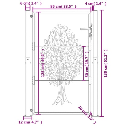 Garden Gate Anthracite 100x125 cm Steel Tree Design