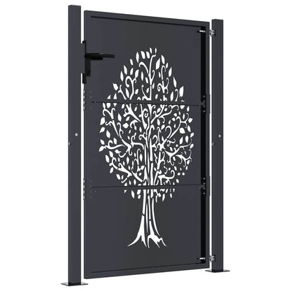 Garden Gate Anthracite 100x150 cm Steel Tree Design
