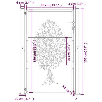 Garden Gate Anthracite 100x150 cm Steel Tree Design