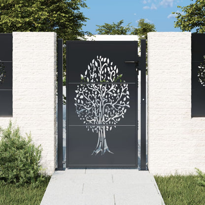 Garden Gate Anthracite 100x150 cm Steel Tree Design