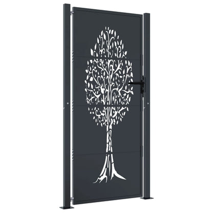 Garden Gate Anthracite 100x175 cm Steel Tree Design