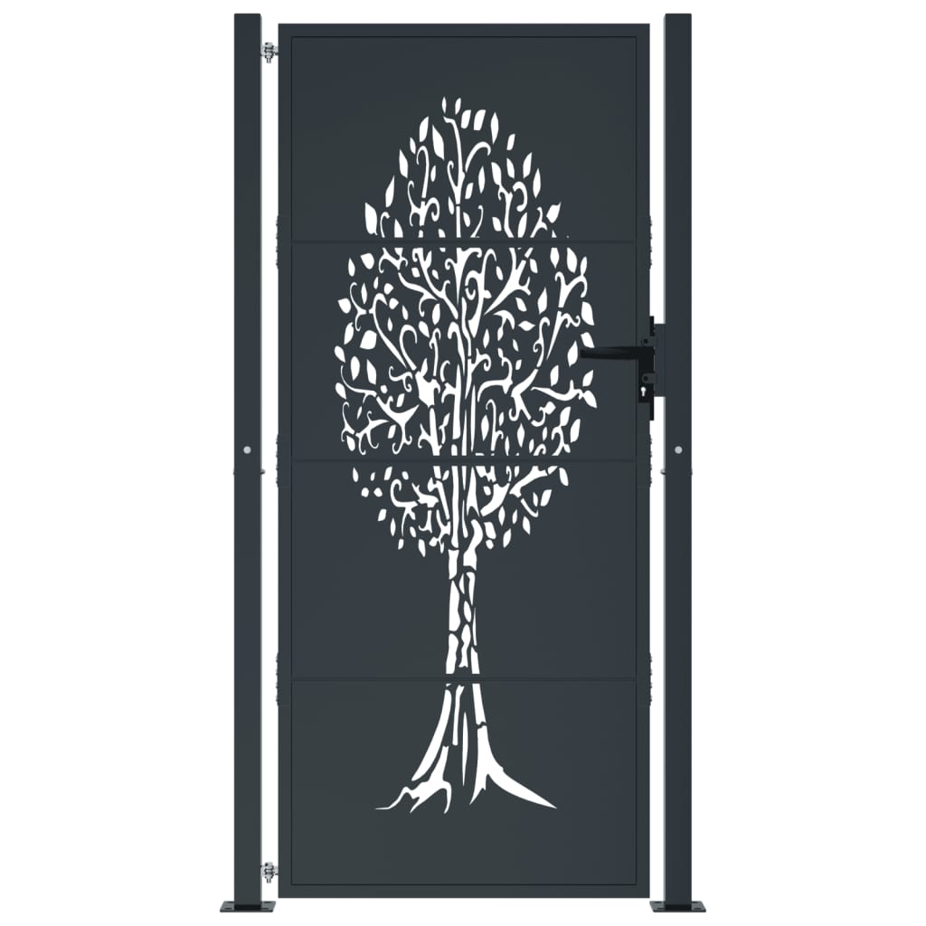 Garden Gate Anthracite 100x175 cm Steel Tree Design