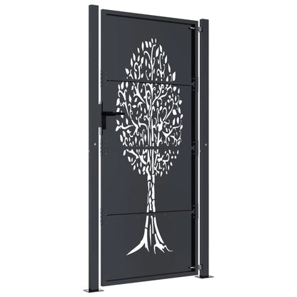 Garden Gate Anthracite 100x175 cm Steel Tree Design