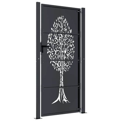 Garden Gate Anthracite 100x175 cm Steel Tree Design