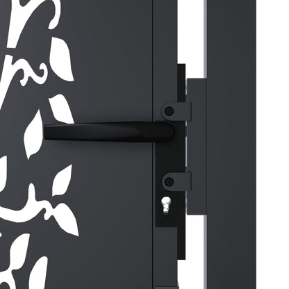 Garden Gate Anthracite 100x175 cm Steel Tree Design