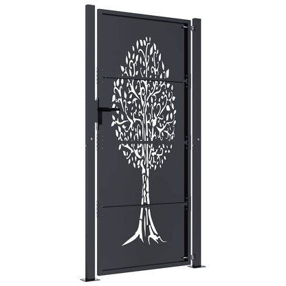 Garden Gate Anthracite 100x200 cm Steel Tree Design