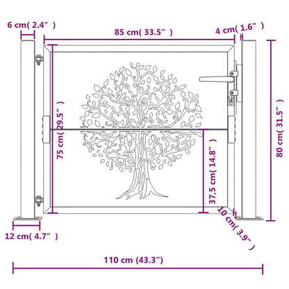 Garden Gate 100x75 cm Corten Steel Tree Design