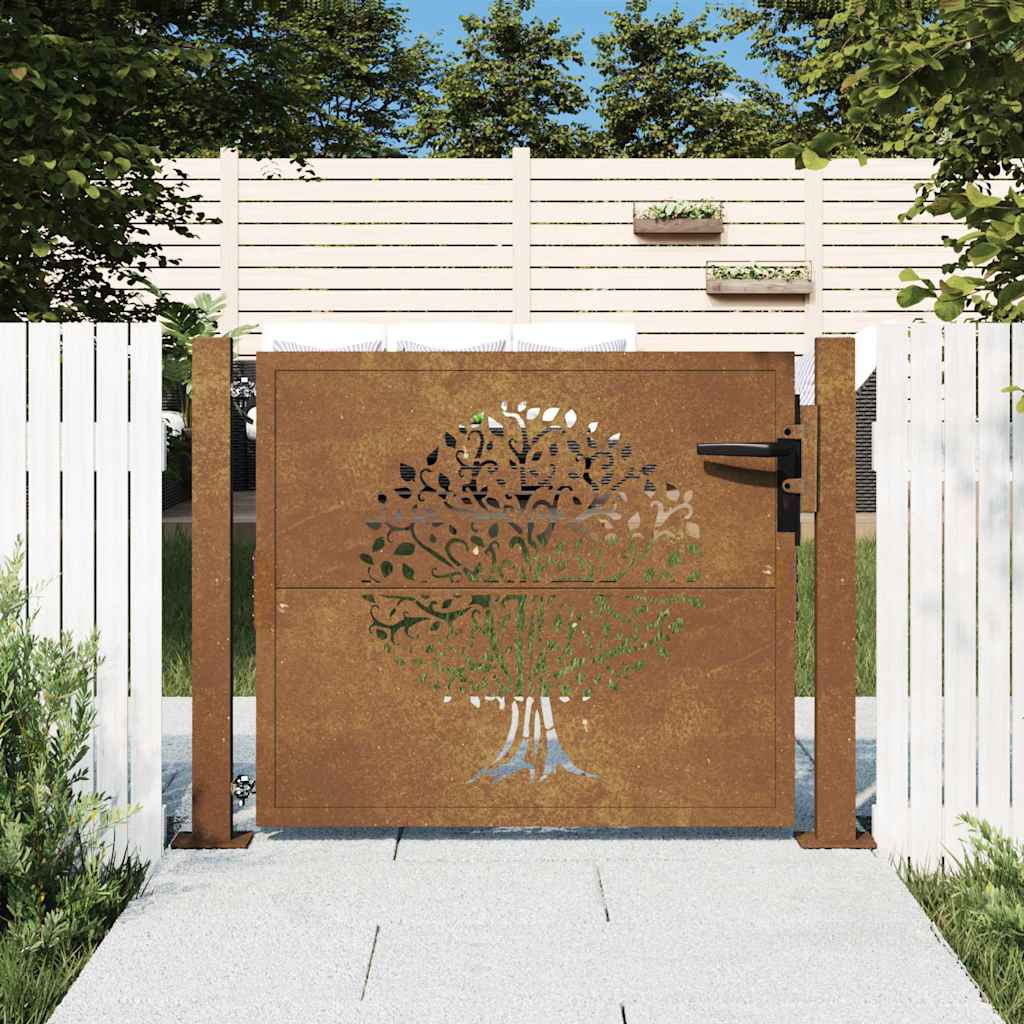 Garden Gate 100x75 cm Corten Steel Tree Design