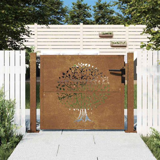 Garden Gate 100x75 cm Corten Steel Tree Design