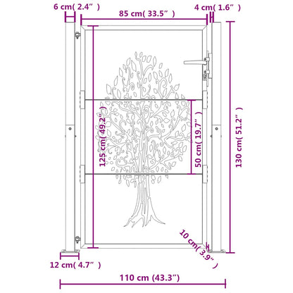 Garden Gate 100x125 cm Corten Steel Tree Design