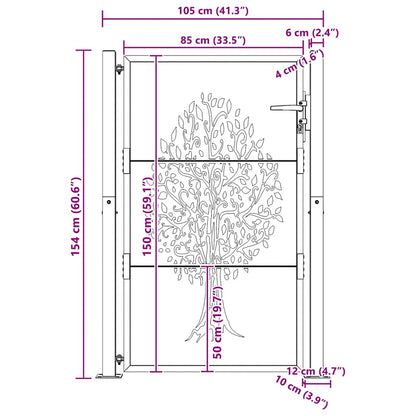 Garden Gate 100x150 cm Corten Steel Tree Design