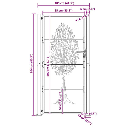 Garden Gate 100x200 cm Corten Steel Tree Design