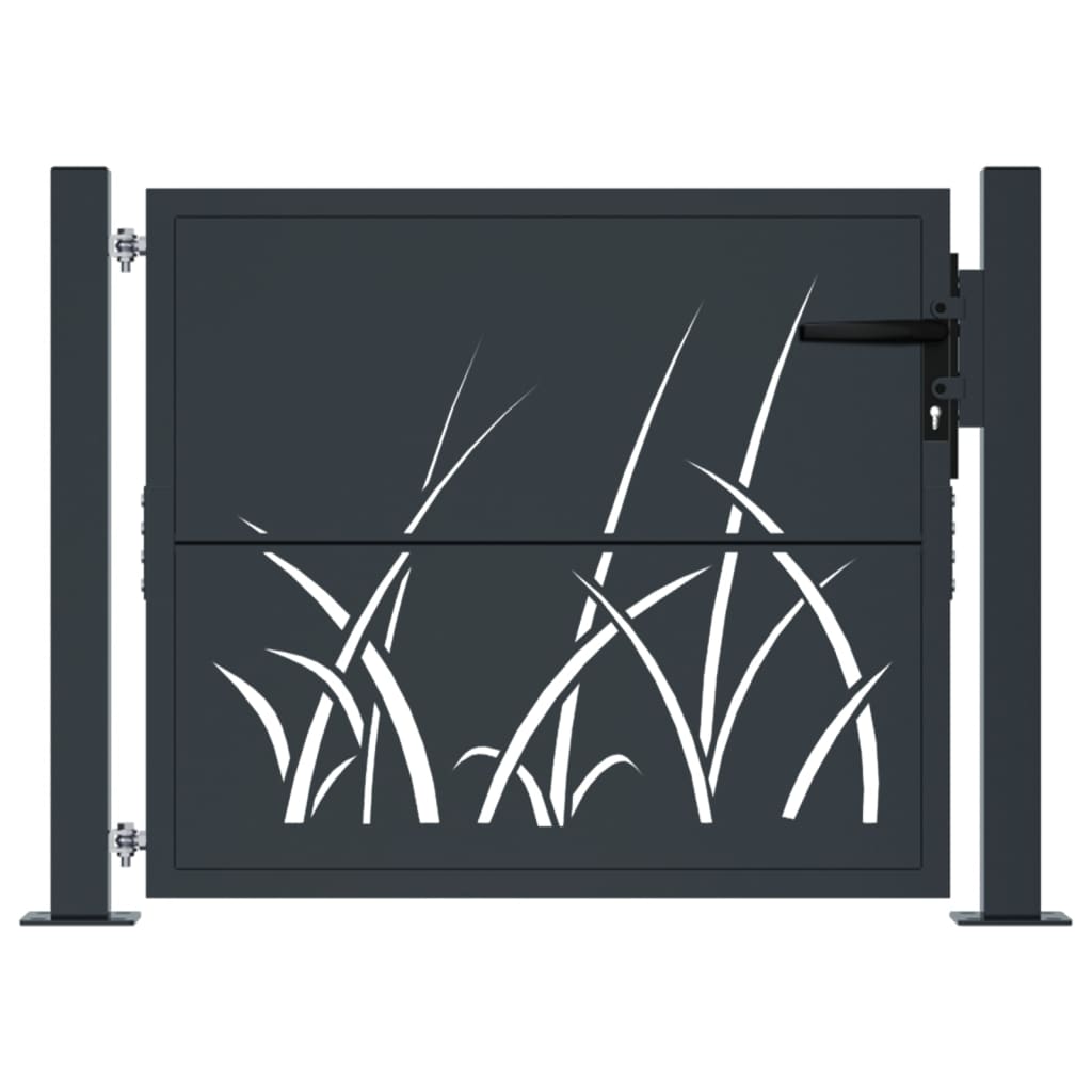 Garden Gate Anthracite 100x75 cm Steel Grass Design
