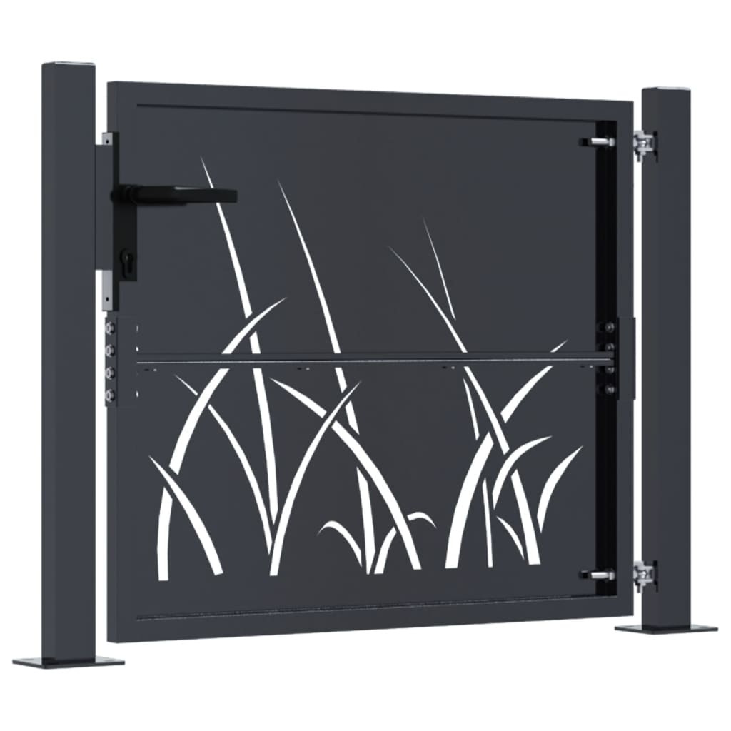 Garden Gate Anthracite 100x75 cm Steel Grass Design