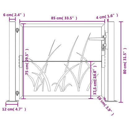Garden Gate Anthracite 100x75 cm Steel Grass Design