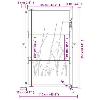 Garden Gate Anthracite 100x150 cm Steel Grass Design
