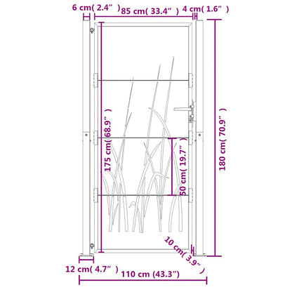 Garden Gate Anthracite 100x175 cm Steel Grass Design