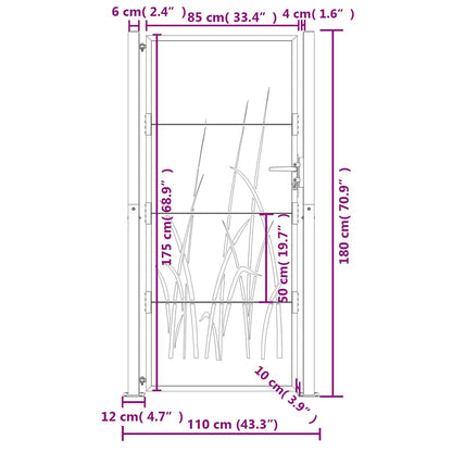 Garden Gate Anthracite 100x175 cm Steel Grass Design