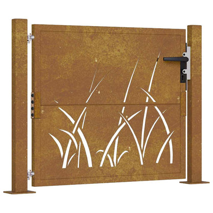 Garden Gate 100x75 cm Corten Steel Grass Design