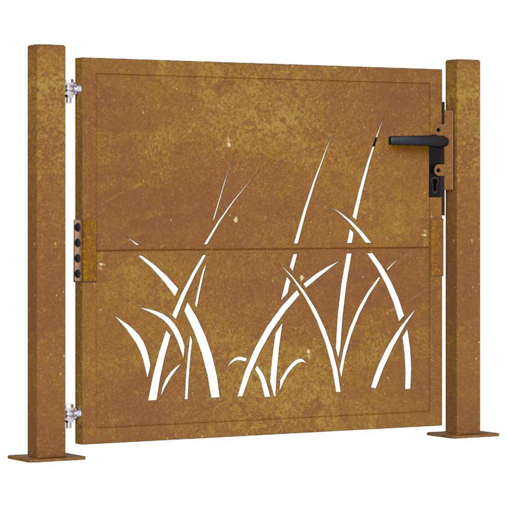 Garden Gate 100x75 cm Corten Steel Grass Design