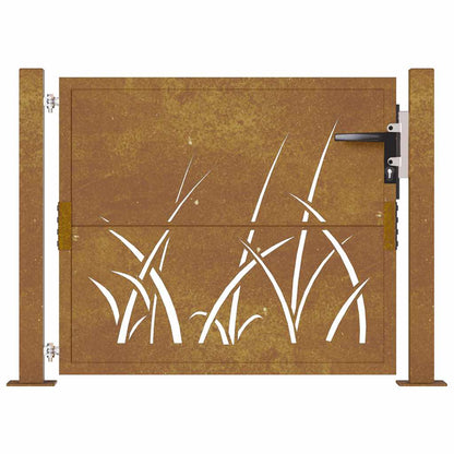 Garden Gate 100x75 cm Corten Steel Grass Design